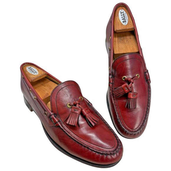 Vintage Cole Haan Red Leather Moc Toe Made in USA Loafers - Picture 1 of 11